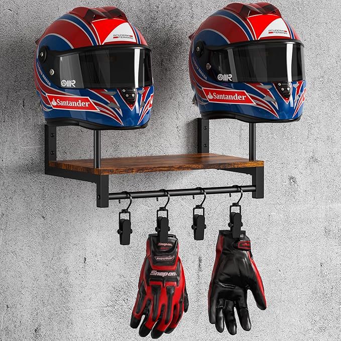 حامل خوذة للتثبيت على الحائط،  - مراجعة Motorcycle Gear Garage Storage وسعره