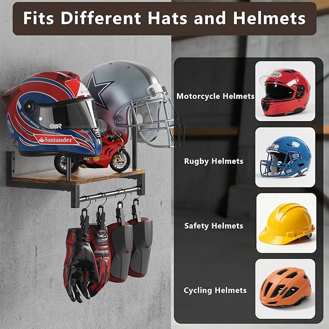 حامل خوذة للتثبيت على الحائط،  - مراجعة Motorcycle Gear Garage Storage وسعره